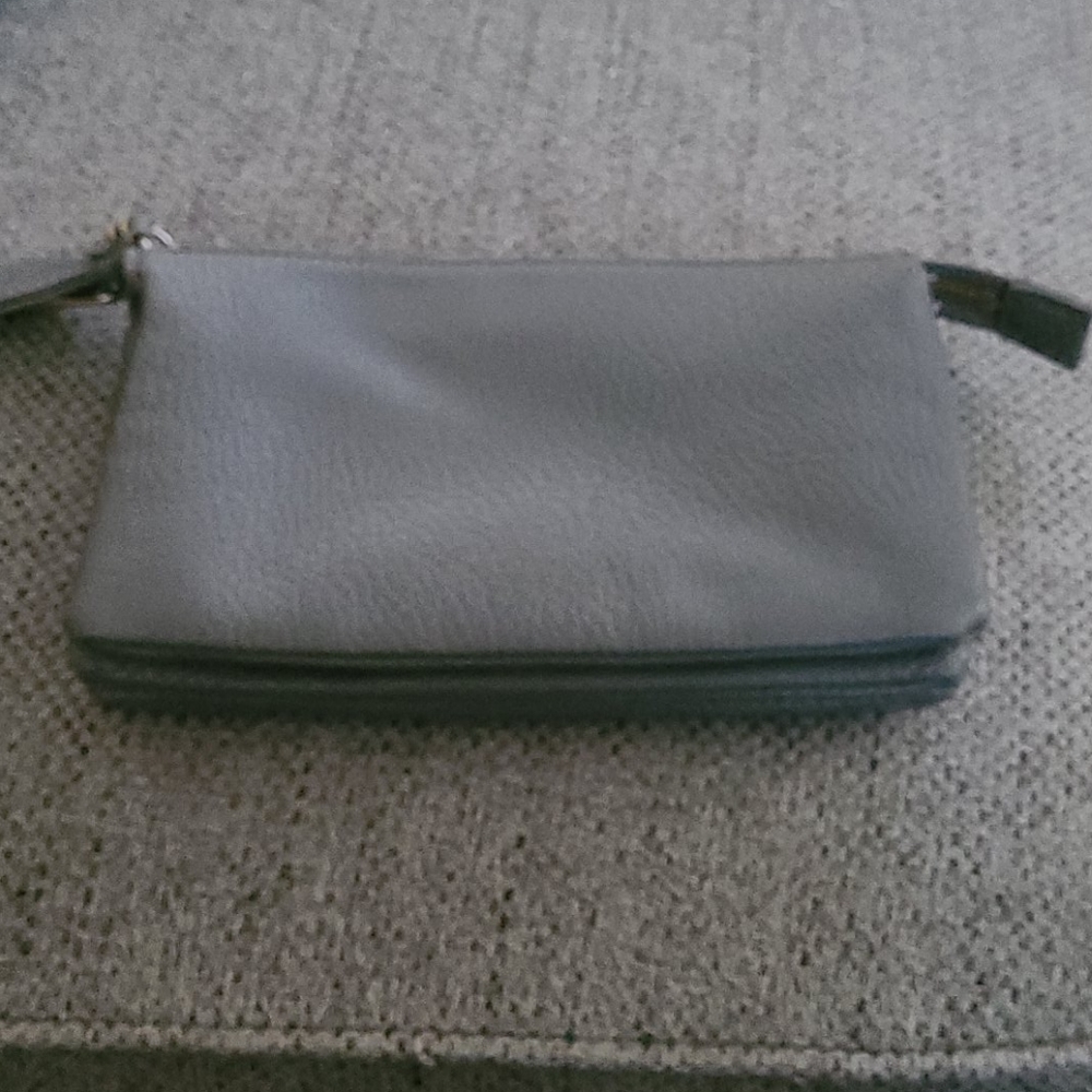 Grey Faux Leather Olivia + Joy Wristlet